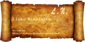 Lisko Nikoletta névjegykártya